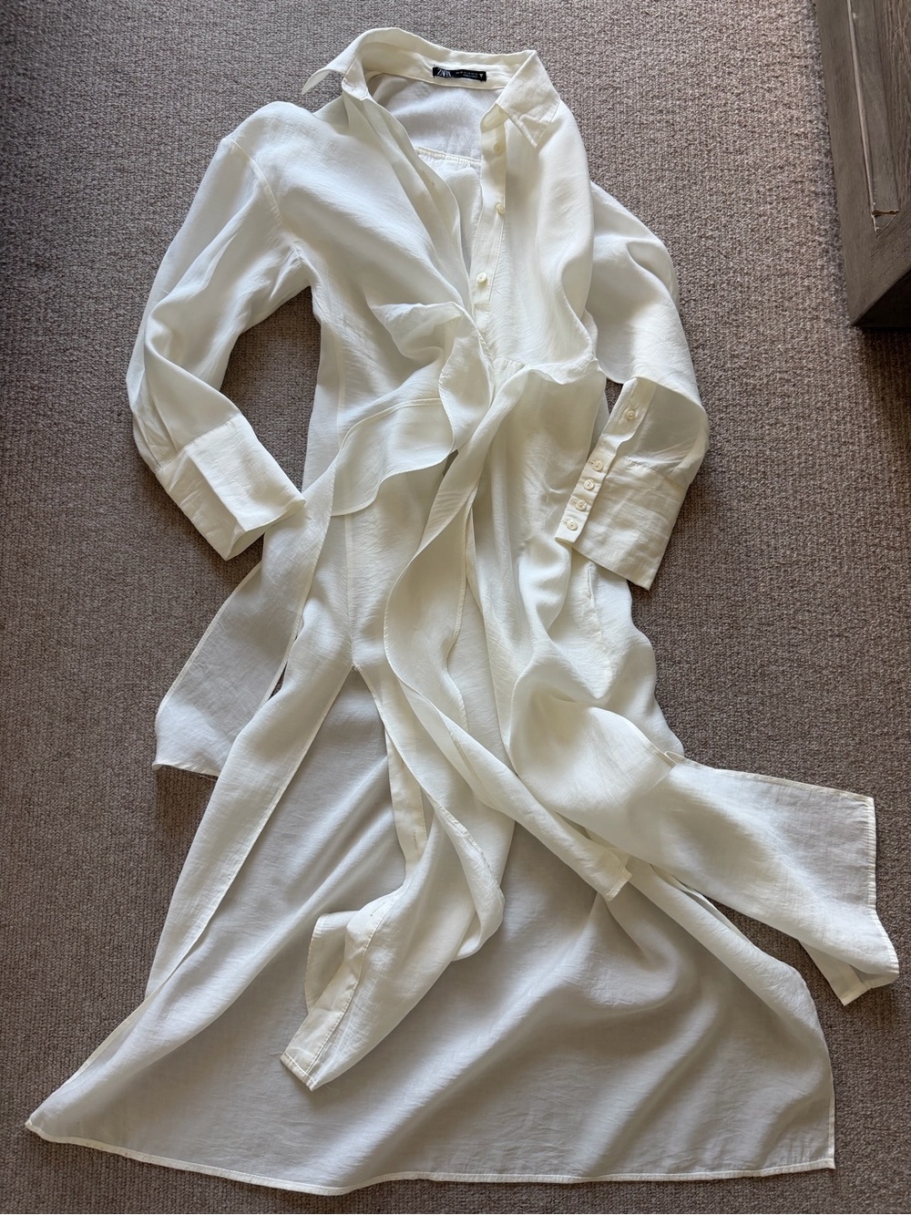 Zara Tie-Waist Maxi Shirt Dress - Picture 3 of 5